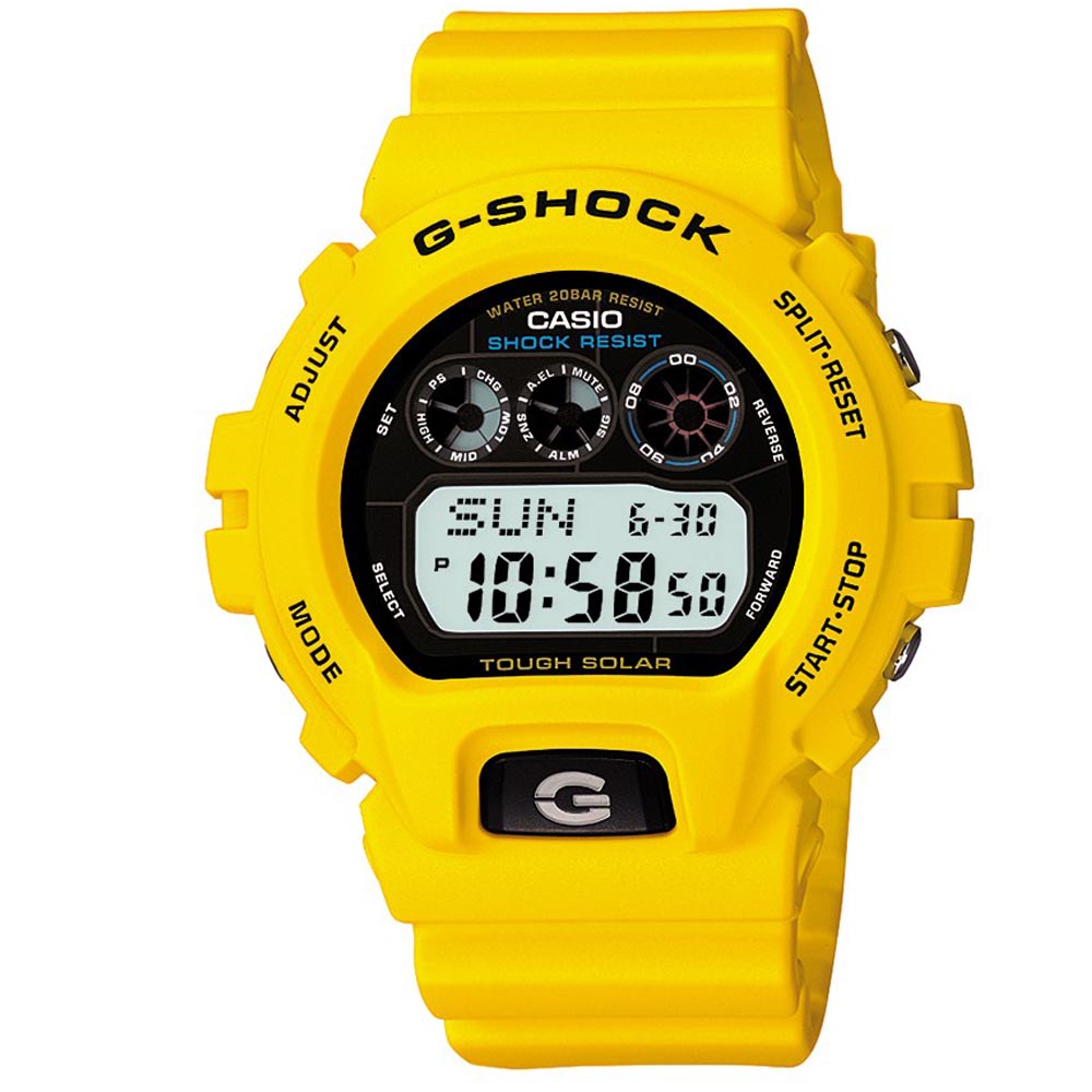 G-SHOCK G-6900A-9經典街頭潮流進化版太陽能錶-黃/50mm