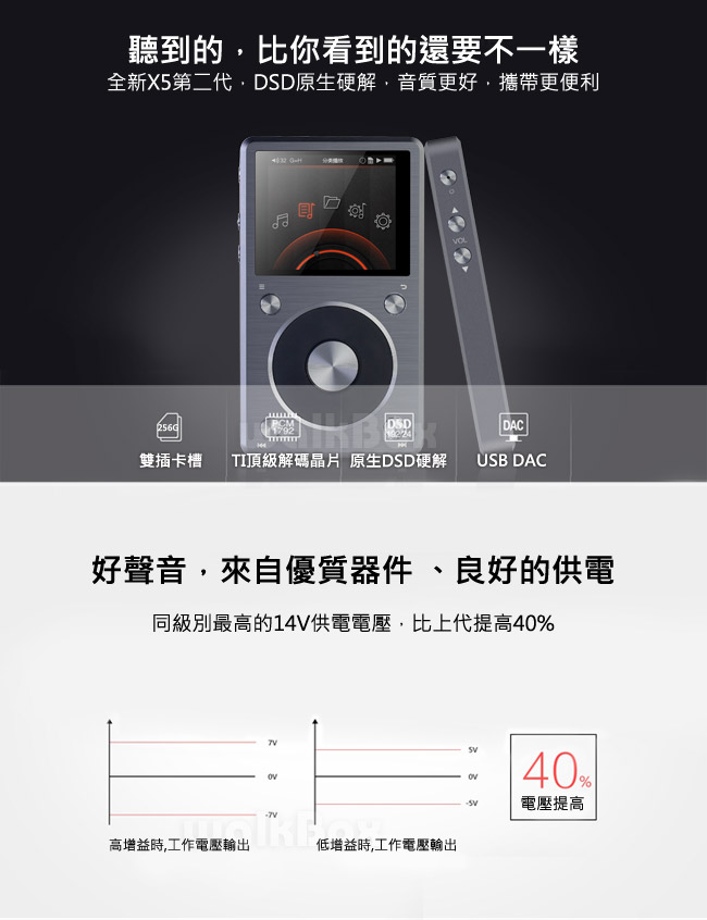 FiiO X5 第二代專業隨身Hi-Fi音樂播放器-黑