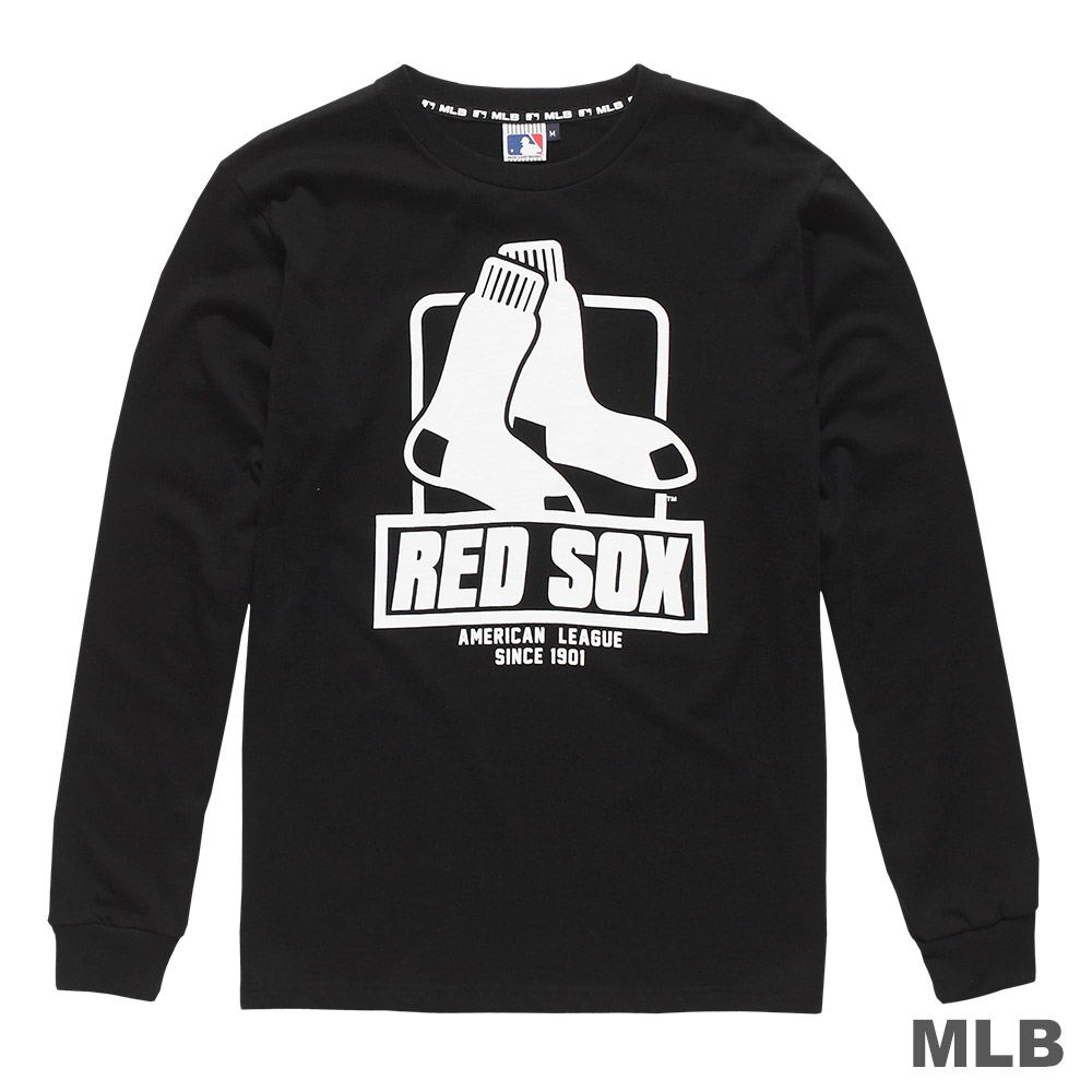 MLB-波士頓紅襪隊LOGO印花長袖T恤-黑 (男)