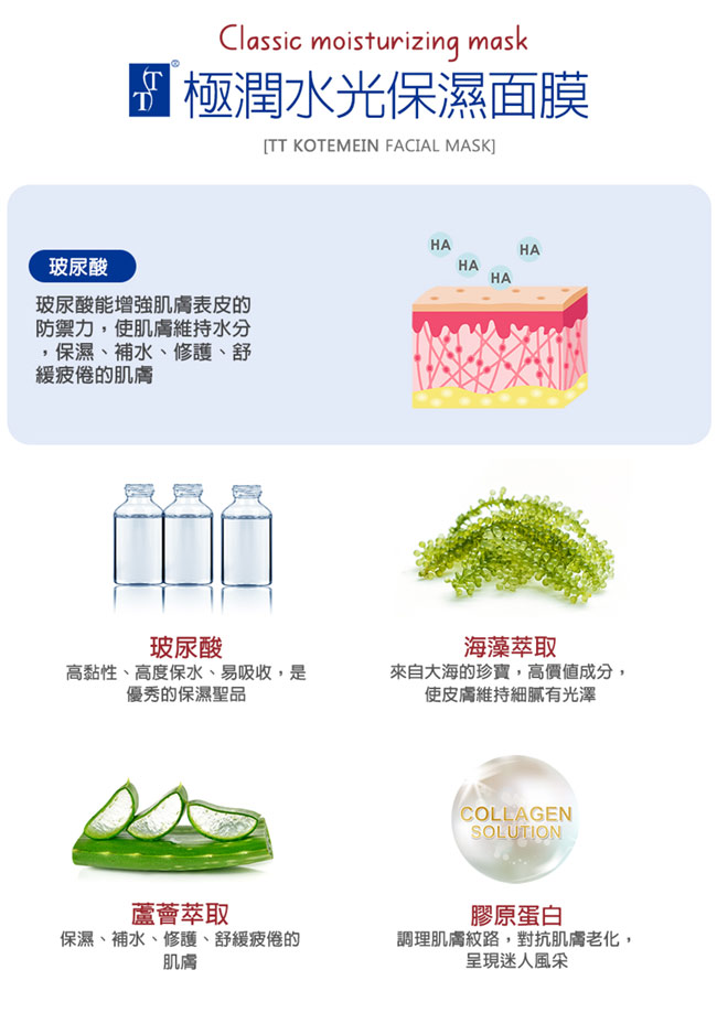 TT KOTEMEIN 極潤水光保濕面膜(5片)