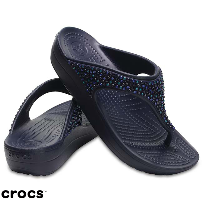 Crocs 卡駱馳 (女鞋) 思瓏厚底閃亮人字拖 204181-4AD