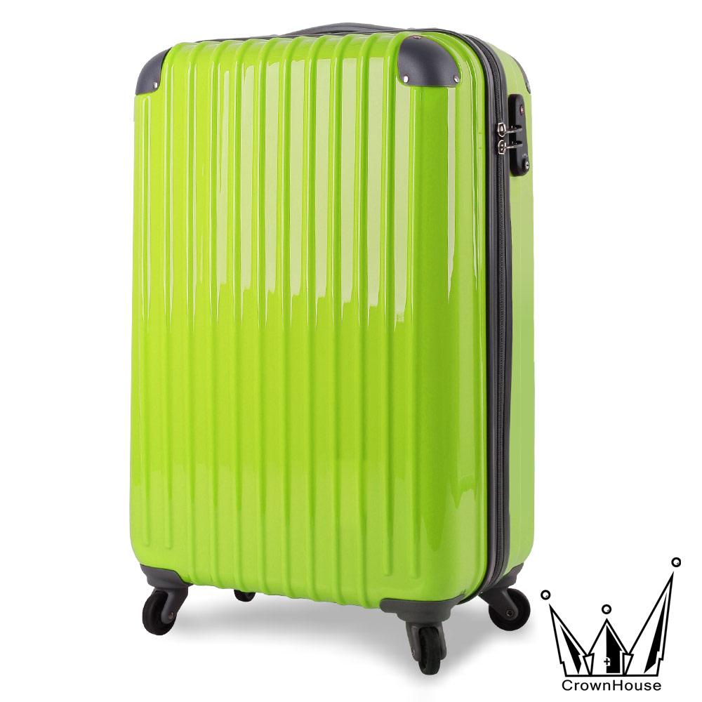 快速到貨【Crownhouse】升級版花漾鑽彩-20吋超輕量PC鏡面可加大行李箱(綠色)