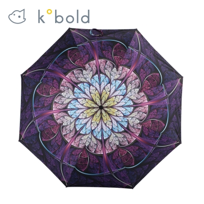 德國kobold酷波德 隱形傘骨-萬花鏡遮陽防曬降溫傘-三折傘-盛開紫