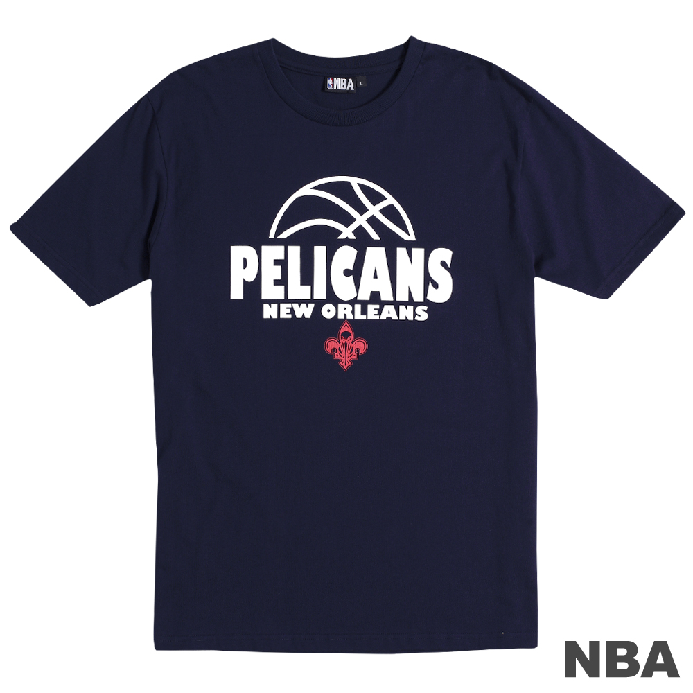NBA-紐奧良鵜鶘隊籃球印花短袖T恤-深藍(男)