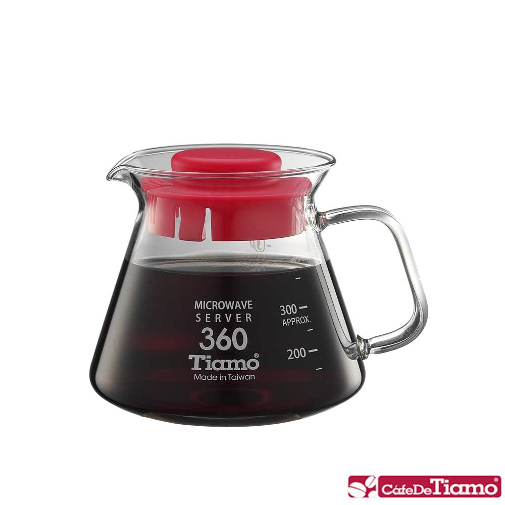 Tiamo 耐熱玻璃壺 360cc(玻璃把手)-五色