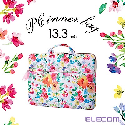 ELECOM 水彩花卉手提收納袋13.3吋-粉