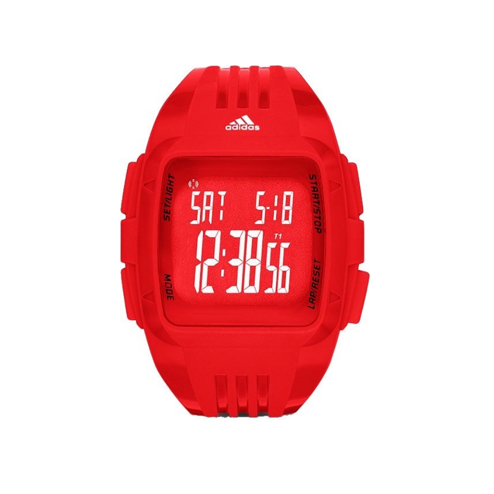 adidas Performance 方形坦克休閒電子運動錶-紅/48mm