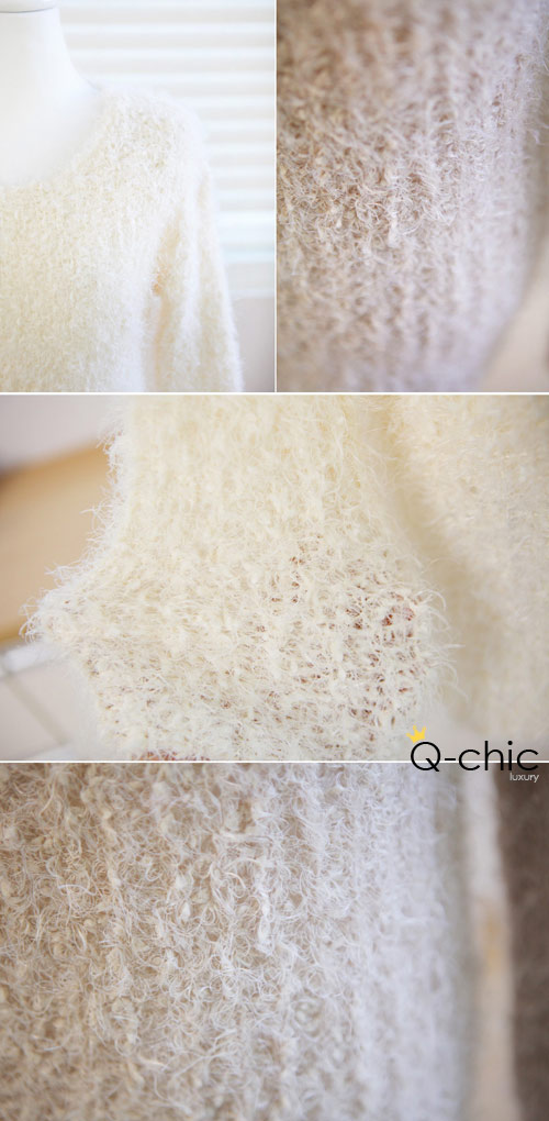 【Q-chic】柔軟毛毛感素雅針織衫 (共四色)