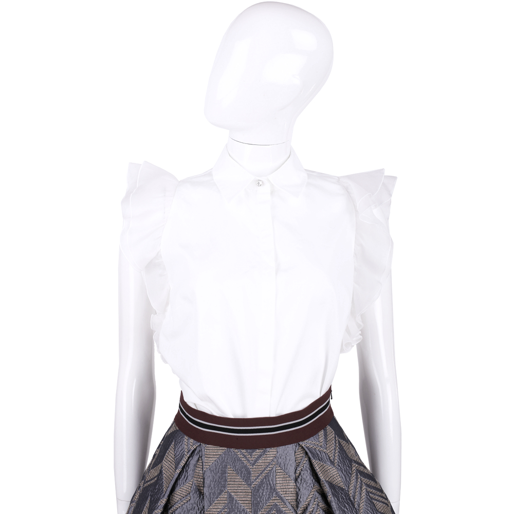 MAX MARA-Shine 白色荷葉造型袖上衣| 精品服飾/鞋子| Yahoo奇摩購物中心