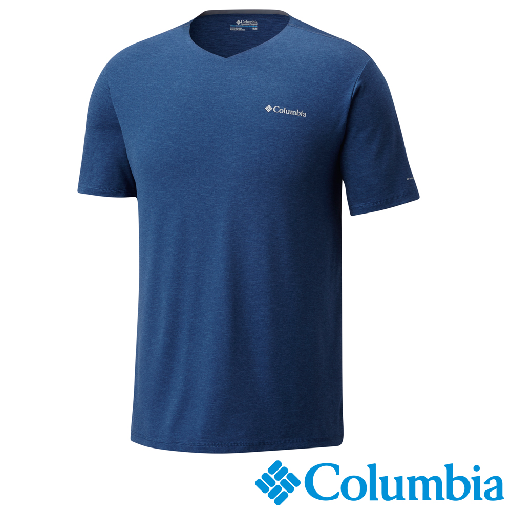 Columbia哥倫比亞 男-防曬50快排短袖上衣-深藍 UAE00680NY