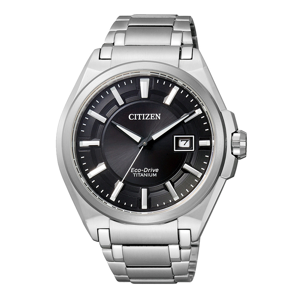 CITIZEN Eco-Drive 【鈦】藍寶鏡面時尚腕錶(BM6931-54E)-黑/42mm