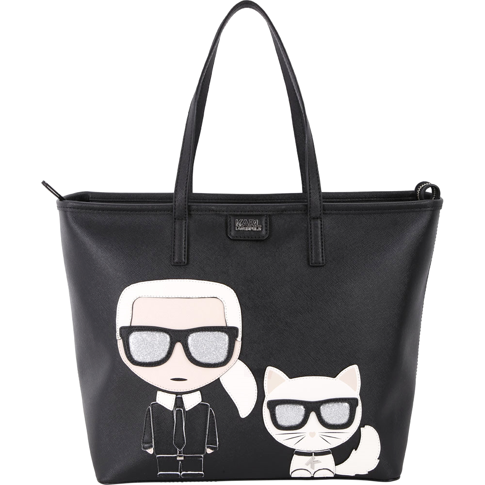 KARL LAGERFELD K/IKONIK 老佛爺貓圖案防刮皮購物包