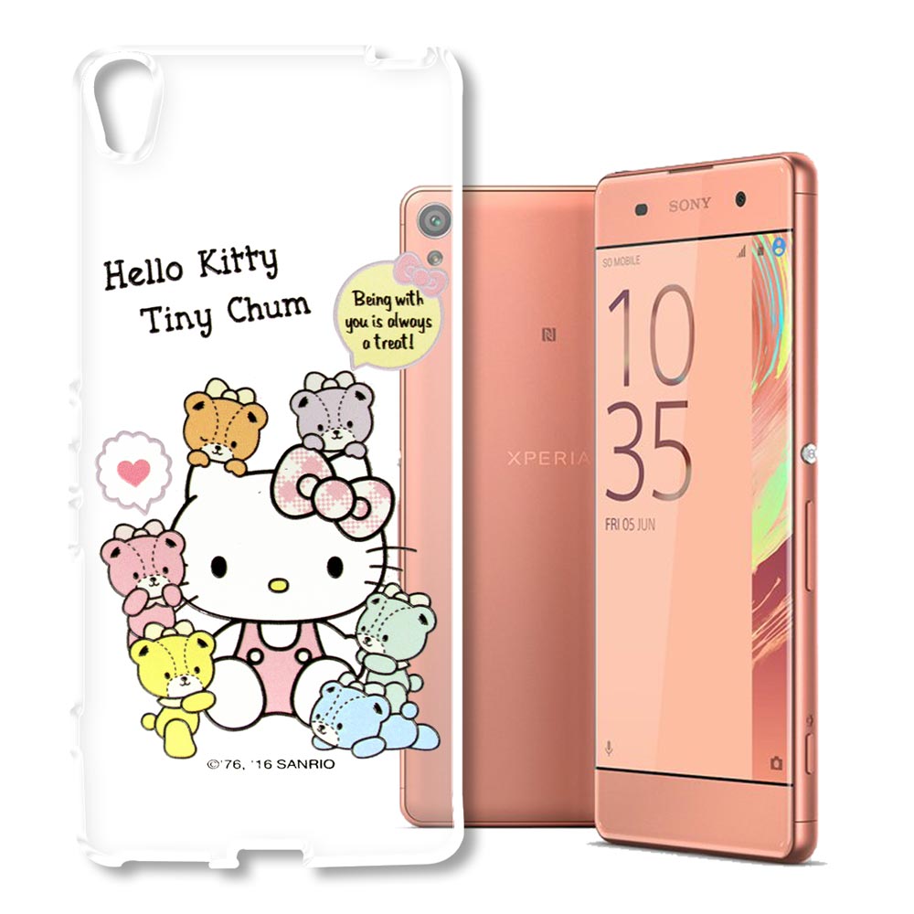 Hello Kitty 索尼 Xperia XA 浮雕彩繪透明軟殼(熊好朋友)