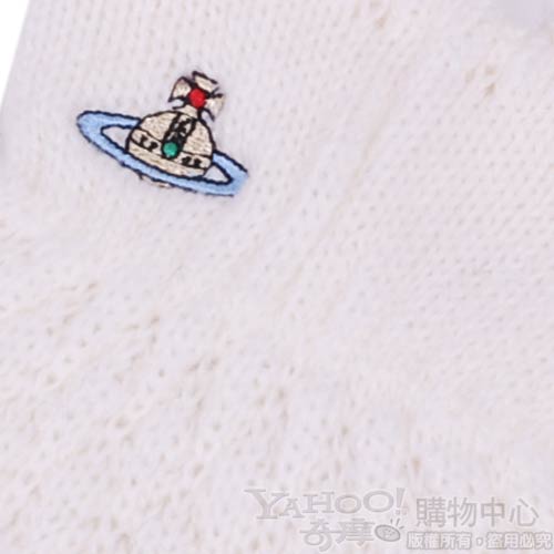 Vivienne Westwood 刺繡彩色行星LOGO毛線長手套(白)