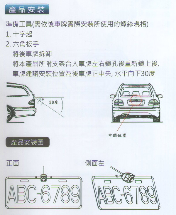 嘉燈 三段式大廣視角倒車顯影輔助系統RVS-185M