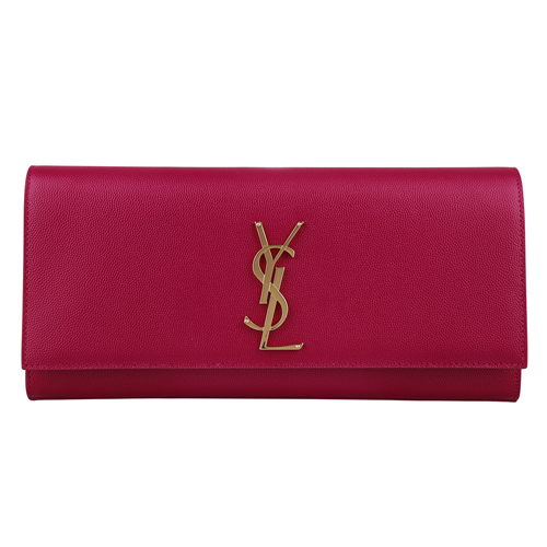 YSL 經典LOGO手拿晚宴包(桃紅)