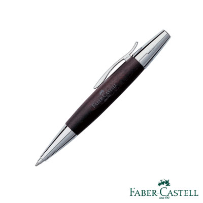 Faber-Castell E-MOTION-高雅梨木系列旋轉原子筆 (銀亮面)