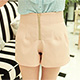 金屬拉鏈壓褶寬管短褲 (杏色)-詩娜 product thumbnail 1