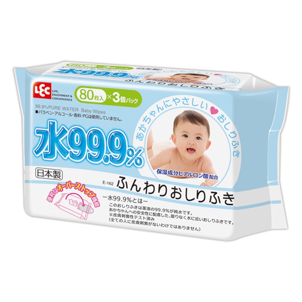 日本LEC -純水99.9%日本製濕紙巾-一般型3入