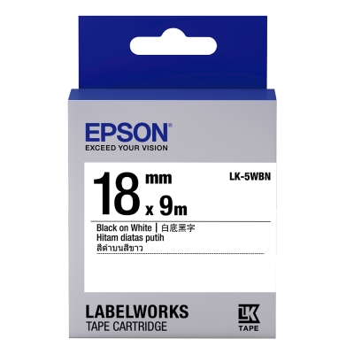 EPSON C53S655401 LK-5WBN一般系列白底黑字標籤帶(寬度18mm)