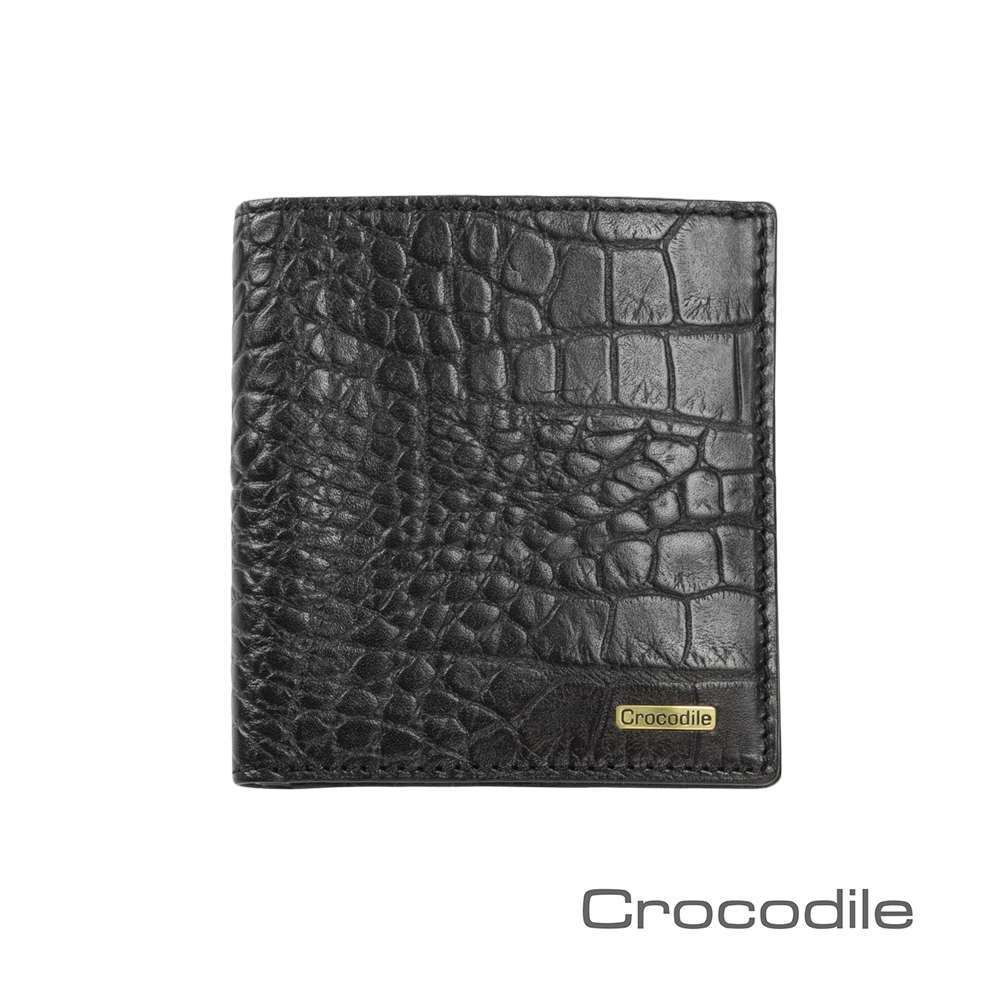 Crocodile Croco系列鱷魚壓紋短夾-直式薄型款0103-5006