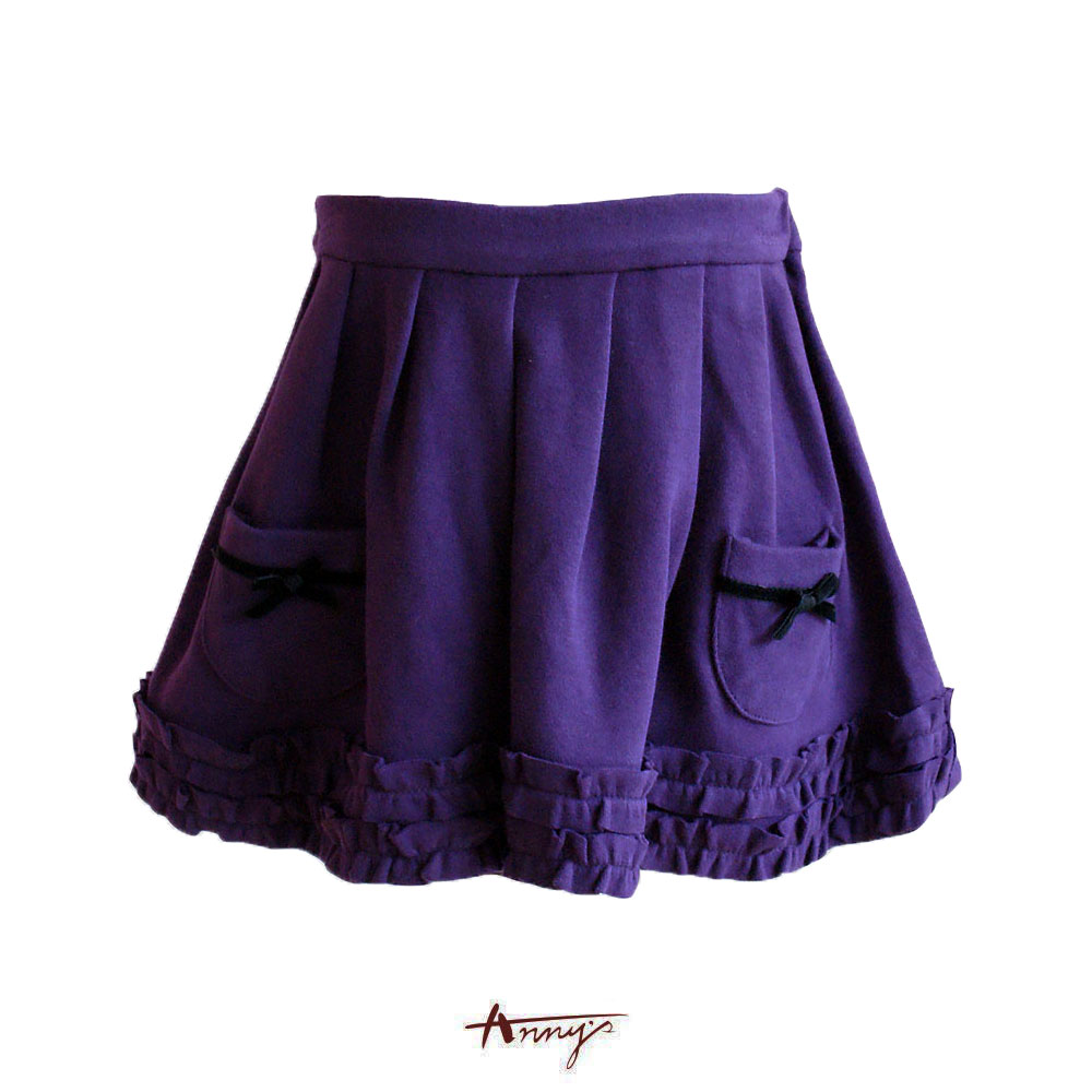 安妮公主Annys可愛雙口袋休閒短裙*紫