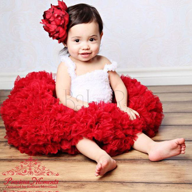 Chic Baby Rose 紅色手工雙層雪紡澎裙