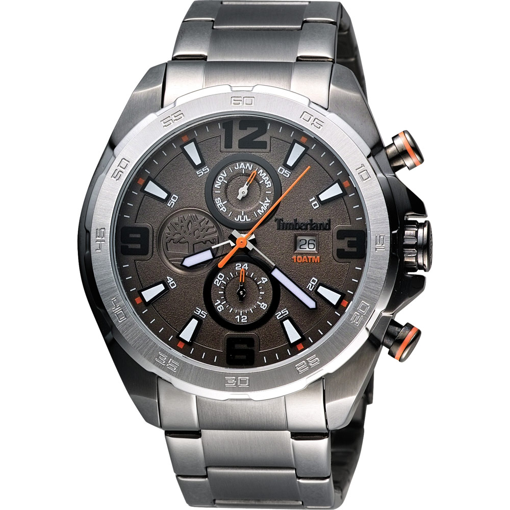 Timberland SWAINS 率性都會日曆腕錶-咖啡x鐵灰/47mm