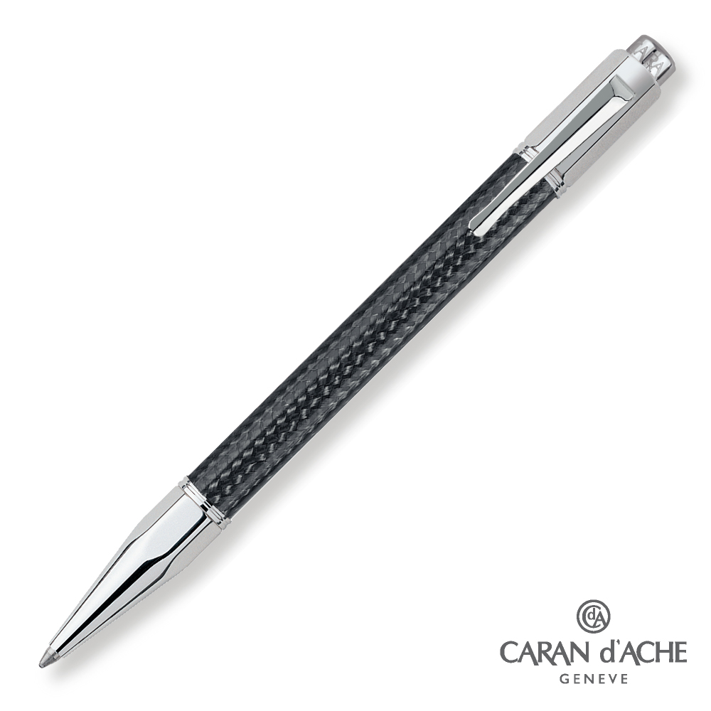 CARAN d’ACHE 卡達 - VARIUS 碳纖維 黑桿銀夾 原子筆