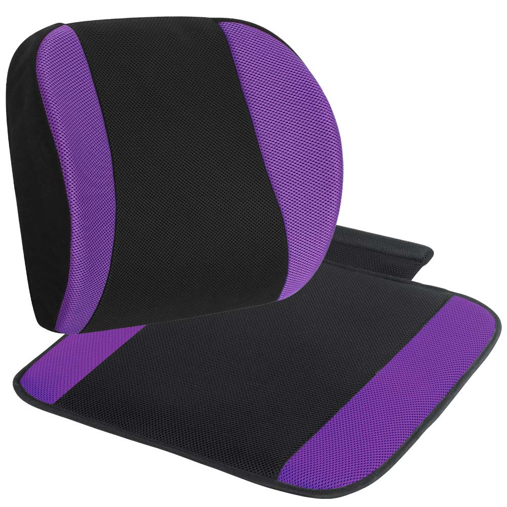源之氣 竹炭記憶透氣加強護腰+止滑坐墊組合(黑/橘/紫/綠)