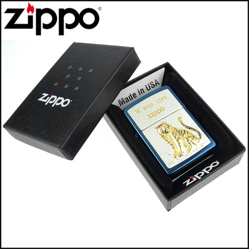ZIPPO 日系~WILD LIFE-老虎圖案鍍鈦純銀貼片打火機