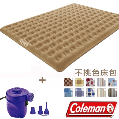 Coleman N608+17662 充氣睡墊+打氣機+床包  300露營帳篷用充氣床