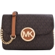 MICHAEL KORS Fulton MK金屬圓牌滿版皮革斜背包-咖啡 product thumbnail 1