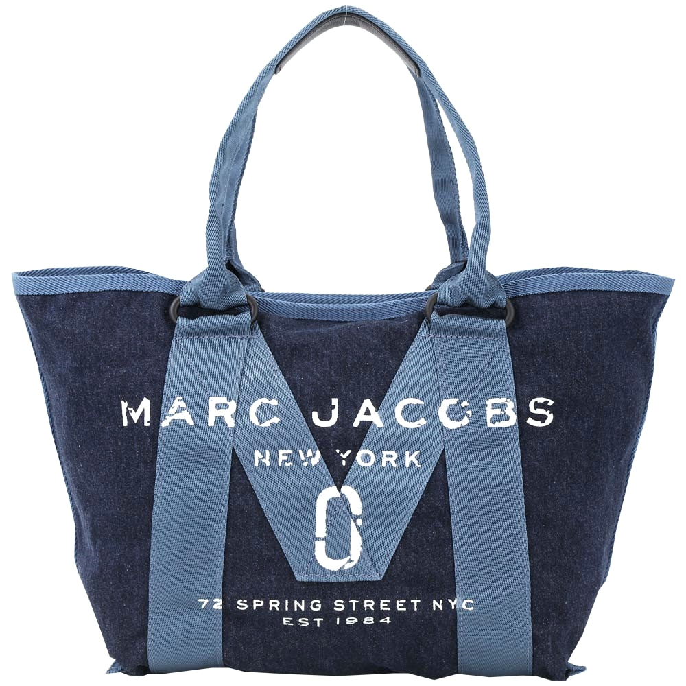 MARC JACOBS New Logo 丹寧牛仔購物包(小/深藍色)