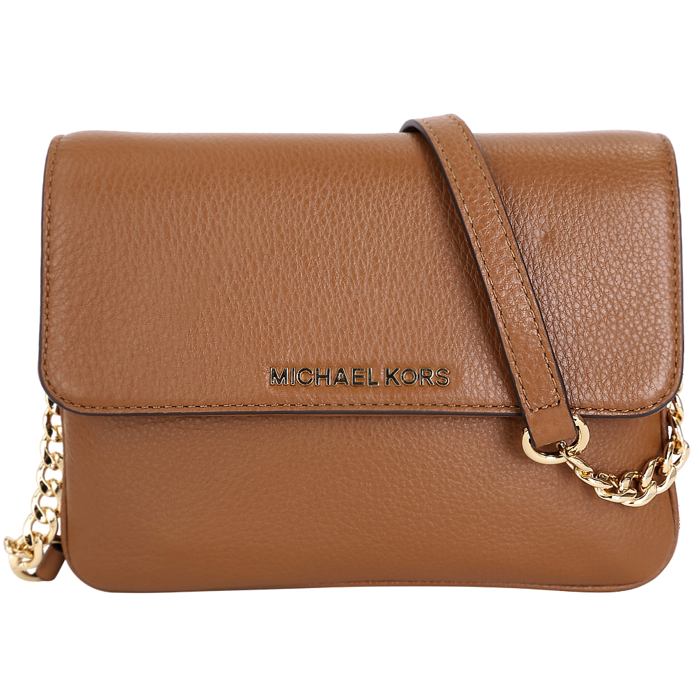 Michael Kors Bedford 金字荔紋皮革手拿/斜背包(棕色)