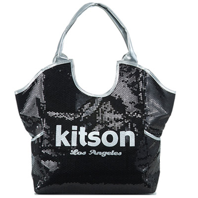 【kitson】雙色亮片托特包  BLACK / SILVER