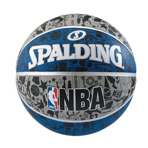 SPALDING 斯伯丁 NBA 塗鴉系列 籃球7號 灰/藍/黑