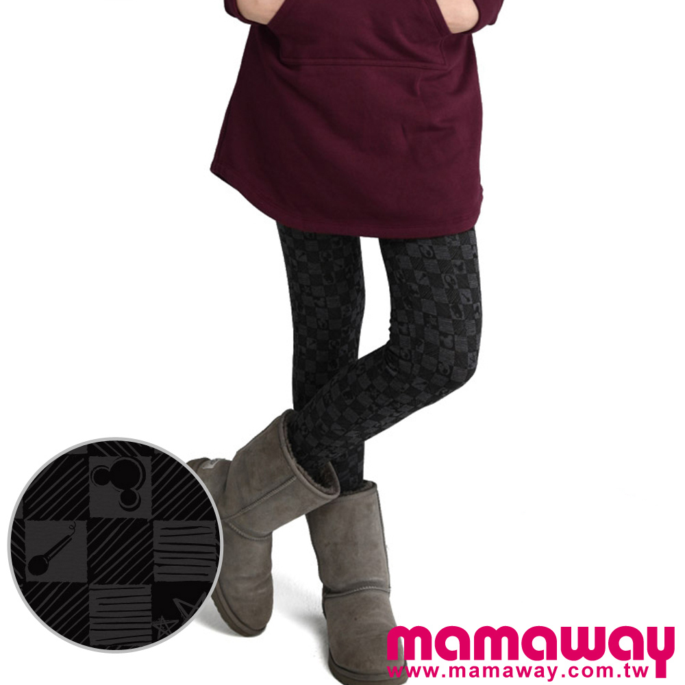 Mamaway 迪士尼米奇棋盤格貼腿褲(深灰)
