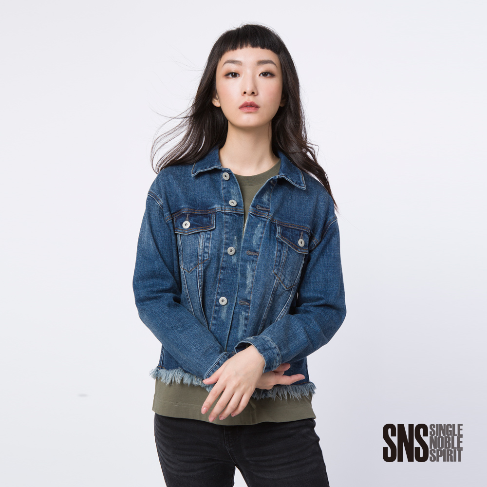 SNS 美式自由靈魂抽鬚短版牛仔外套(1色)