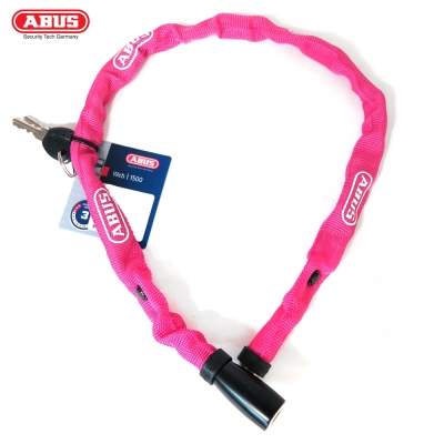 ABUS 德國防盜鎖 1500 web Key Chain 60cm單車鑰匙鎖-桃紅