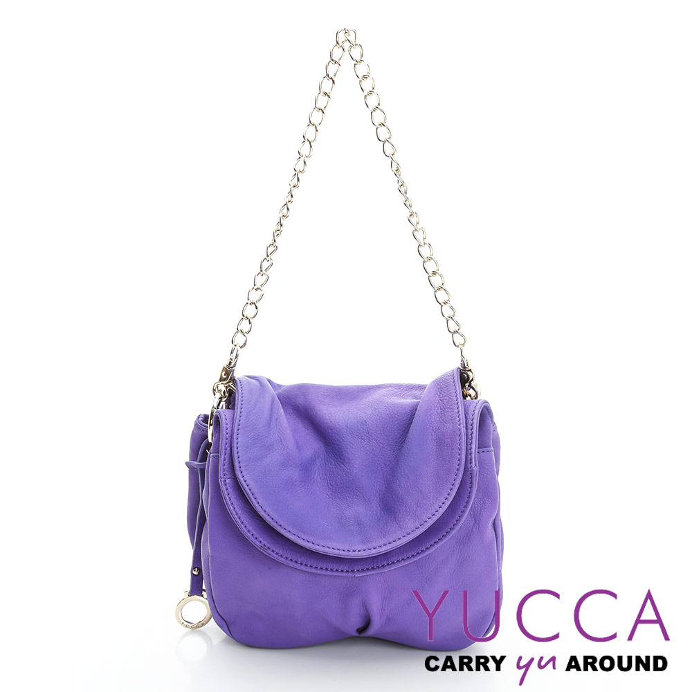 YUCCA - 熱銷款多彩俏麗鏈帶牛皮包 - 紫色-C8033473C77