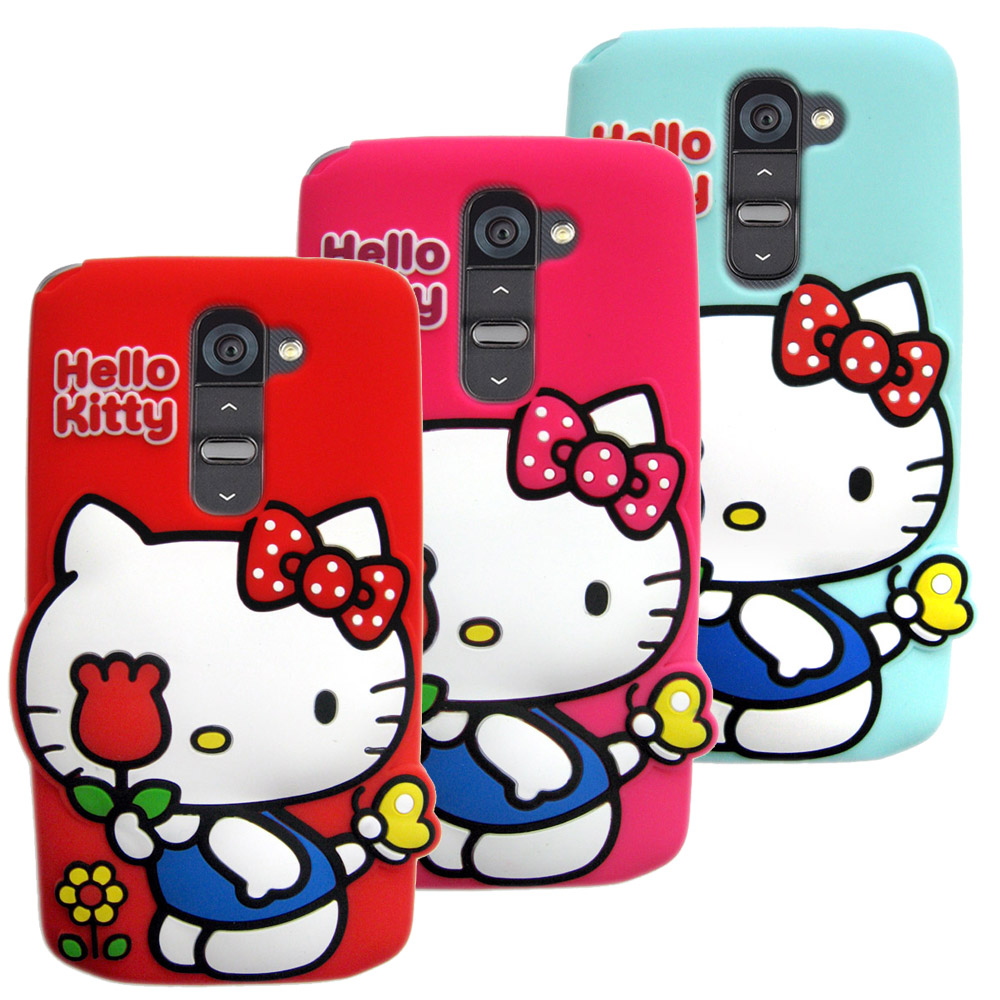 LG G2 D802 HELLO KITTY小花3D手機保護套