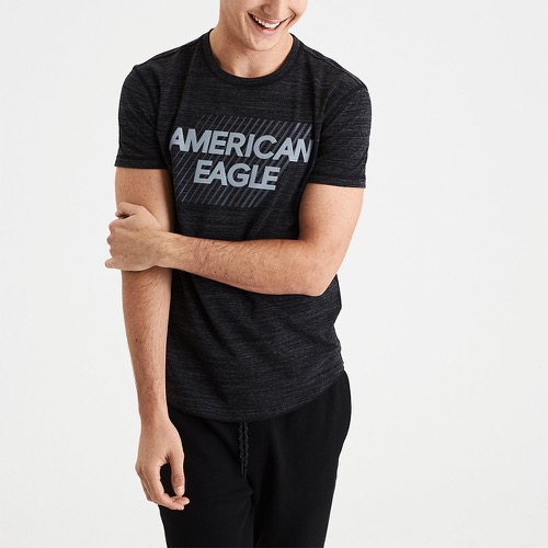 AEO 美國老鷹 文字印刷設計短袖T恤-麻花黑色 Amercan Eagle