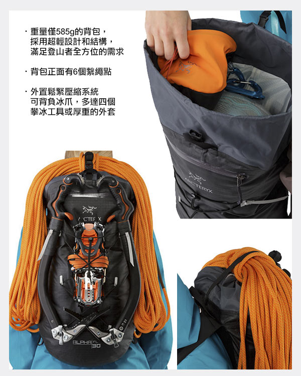 Arcteryx 始祖鳥 Alpha FL 30L 登山包 攀岩包 紅