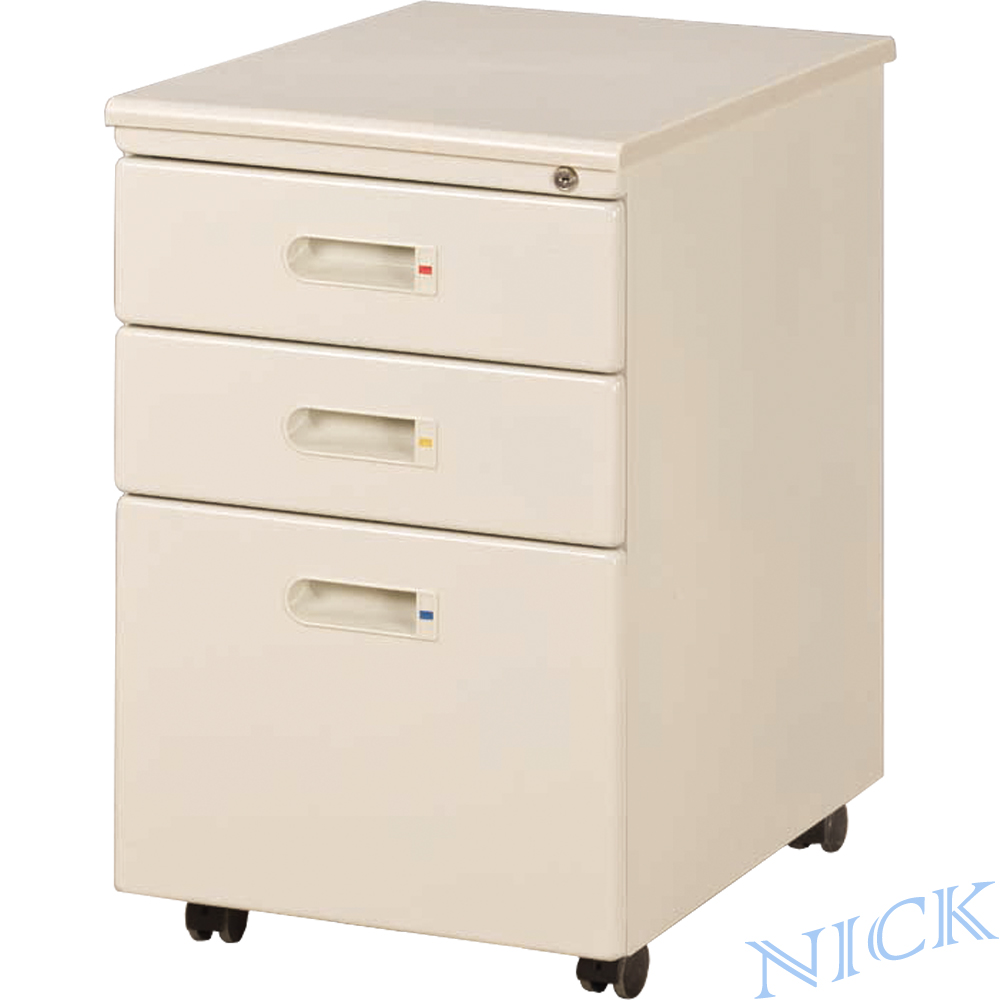 NICK 經濟型乳白色粉體烤漆鋼製三抽活動櫃