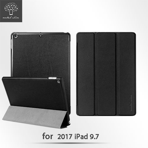 Metal-Slim Apple iPad 9.7 2017 高仿小牛皮三折立架式皮套