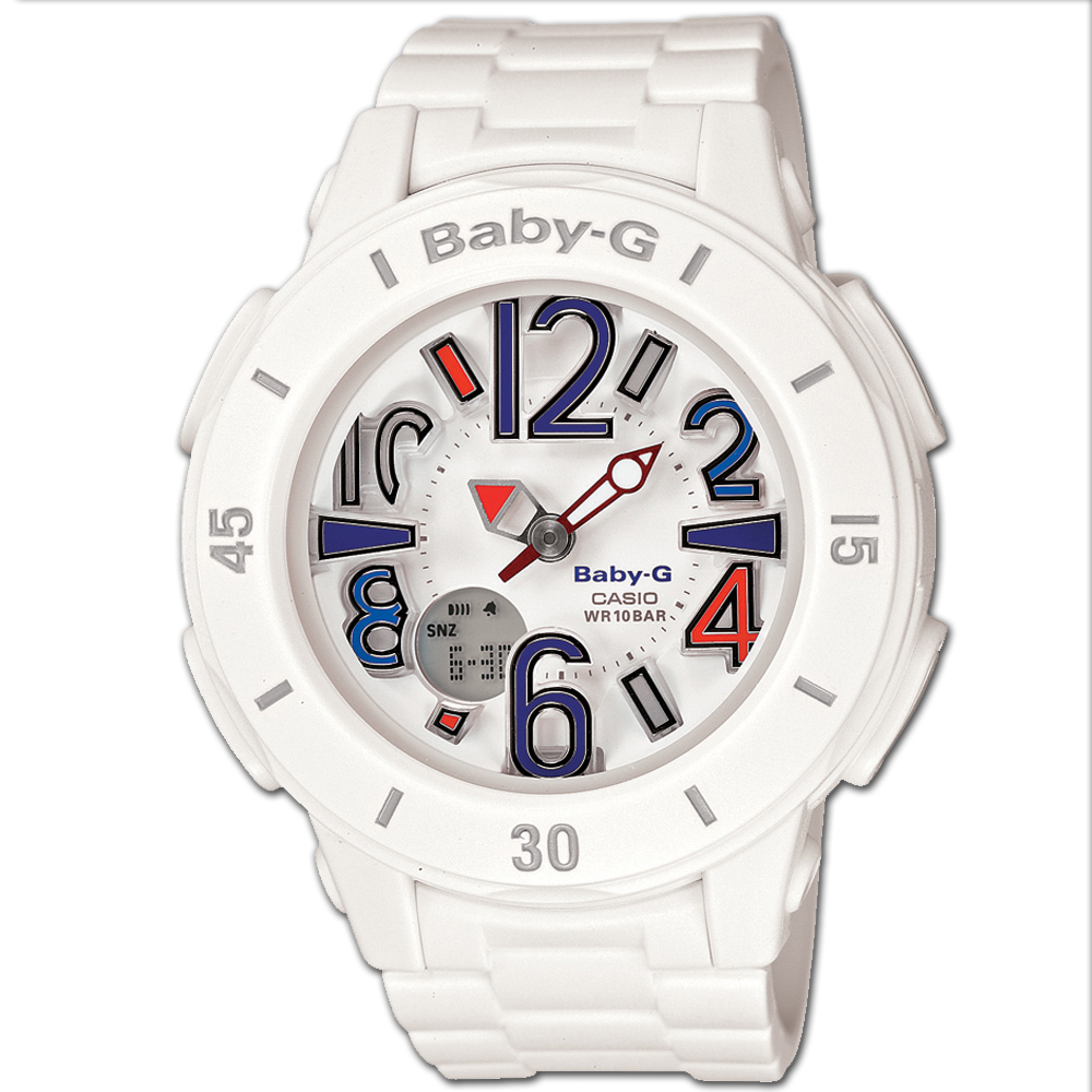 BABY-G 立體懸浮時刻潛水海洋風概念錶(BGA-170-7B2)-白x藍紅時刻/42.2mm
