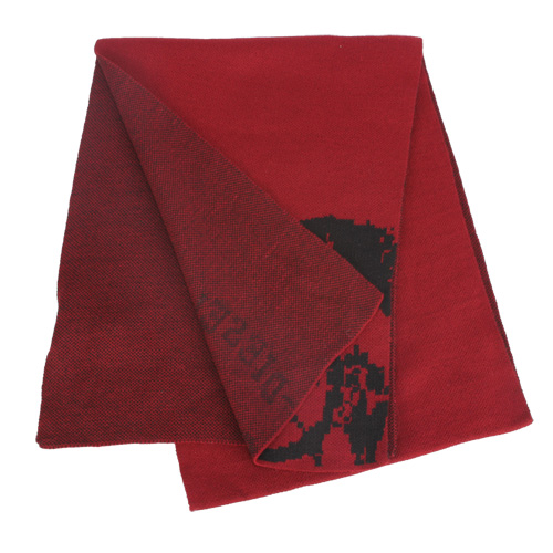 DIESEL 素面大龐克頭LOGO圍巾- 暗紅