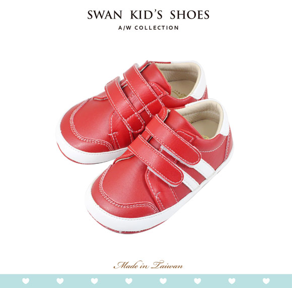 Swan天鵝童鞋-百搭皮質休閒學步鞋 1484-紅