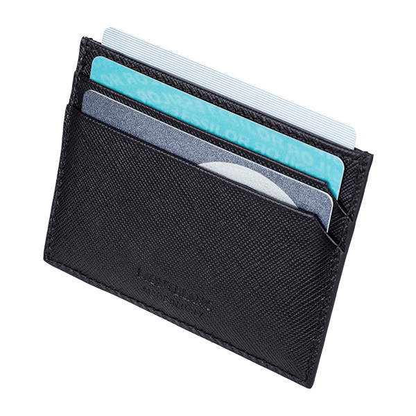 萬寶龍十字紋牛皮5卡卡夾-黑